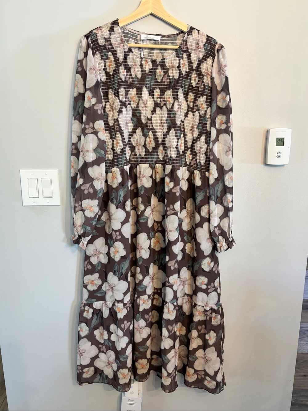 NWT Jillian Harris Mad About Style Dress in Brown and Cream XXL